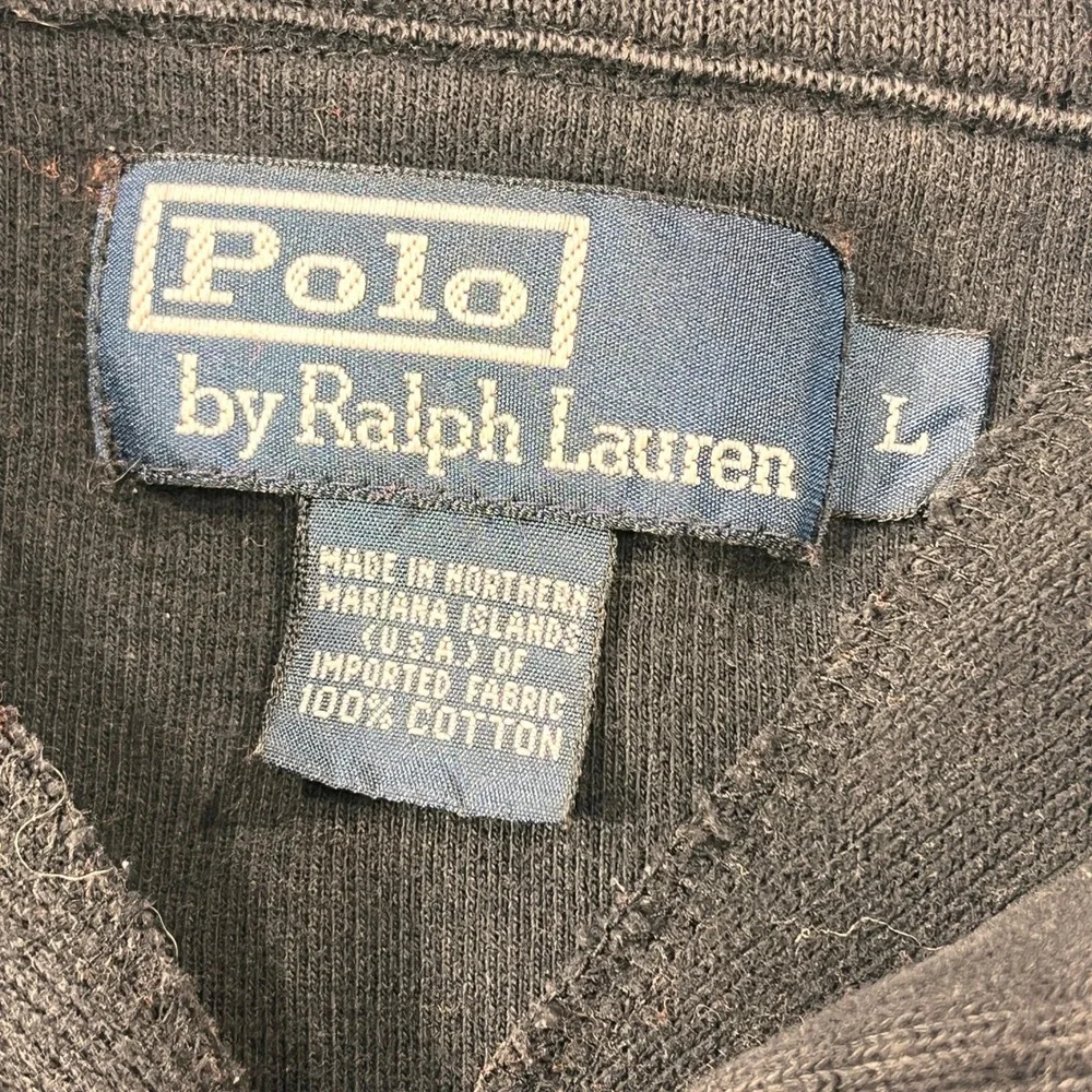 Polo Ralph Lauren Quarter‎ Zip Pullover Mens L Black Cotton Casual Preppy Sporty